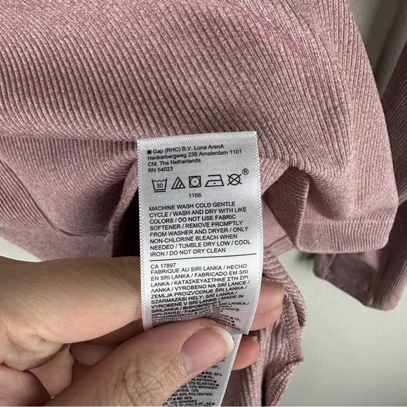 Athleta Pink Uptempo Ribbed Henley Long Sleeve Athleisure Minimalistic Top XL - Picture 5 of 6